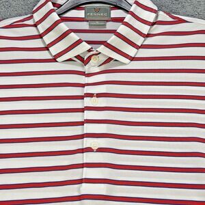 Fennec Highly Evolved Shirt Mens Polo XL Mesh stripe Red White Blue S/S Golf